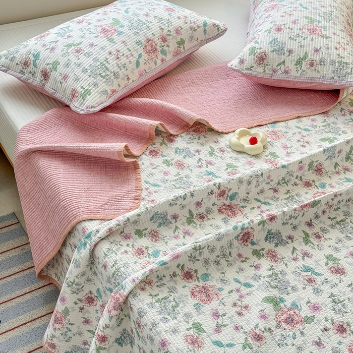 91家纺网 家纺一手货源 找家纺 （总）橙子家居 2025新款双面全棉纯棉13372印花棉花床盖三件套-第二批