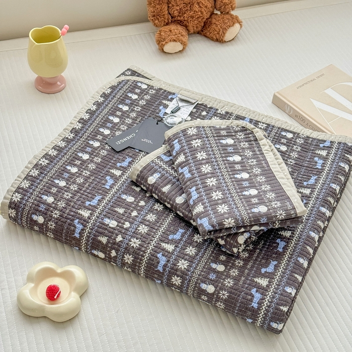 91家纺网 家纺一手货源 找家纺 橙子家居 2025新款双面全棉纯棉13372印花棉花床盖三件套-第二批 波西米亚黑