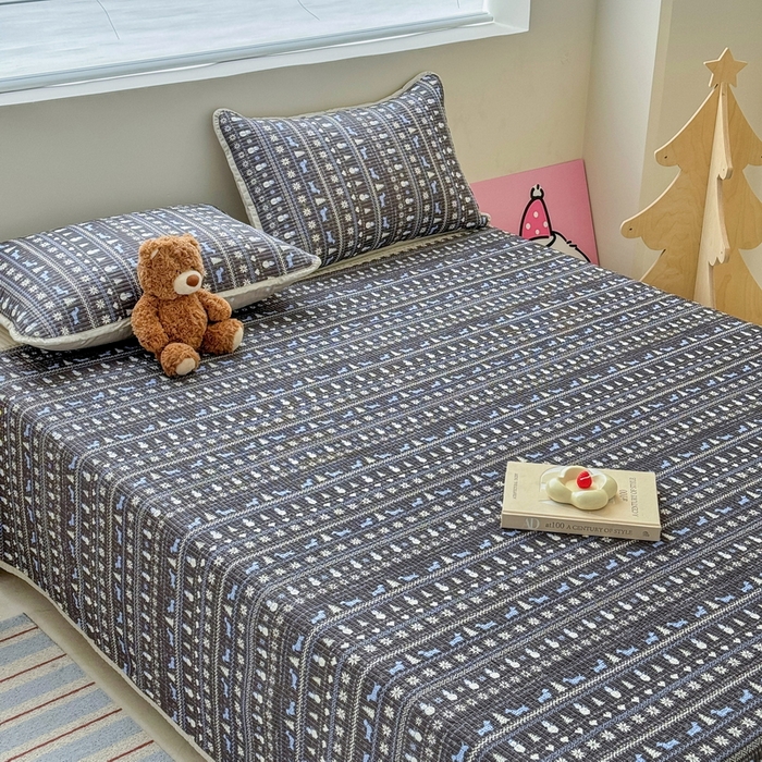 91家纺网 家纺一手货源 找家纺 橙子家居 2025新款双面全棉纯棉13372印花棉花床盖三件套-第二批 波西米亚黑