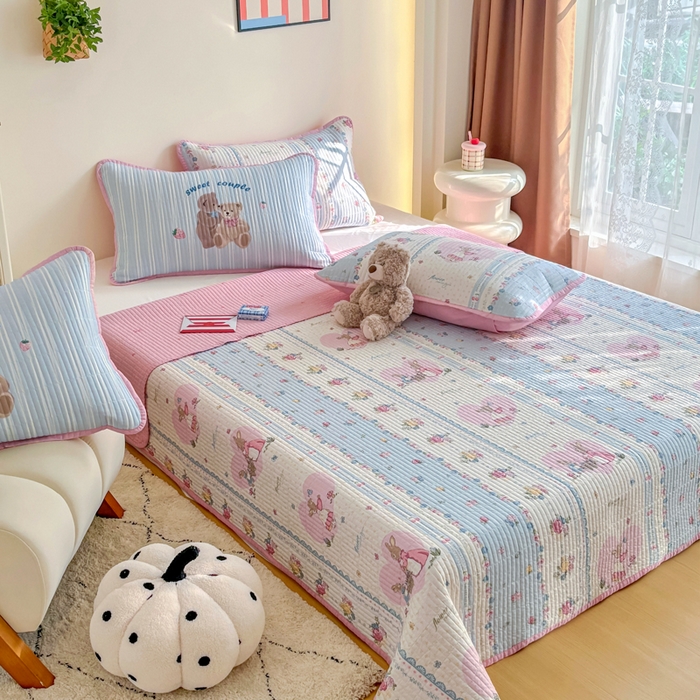 91家纺网 家纺一手货源 找家纺 橙子家居 2025新款双面纯棉夹层新疆棉花数码印花系列床盖单件-单床盖 花兔