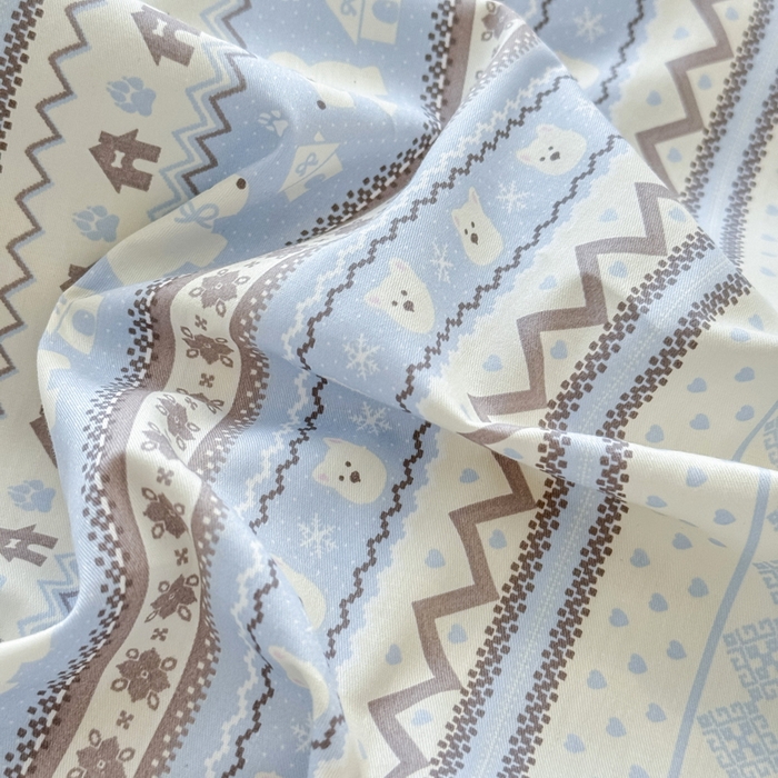 91家纺网 家纺一手货源 找家纺 橙子家居 2025新款双面全棉纯棉13372印花棉花床盖三件套-第二批 波西米亚浅蓝