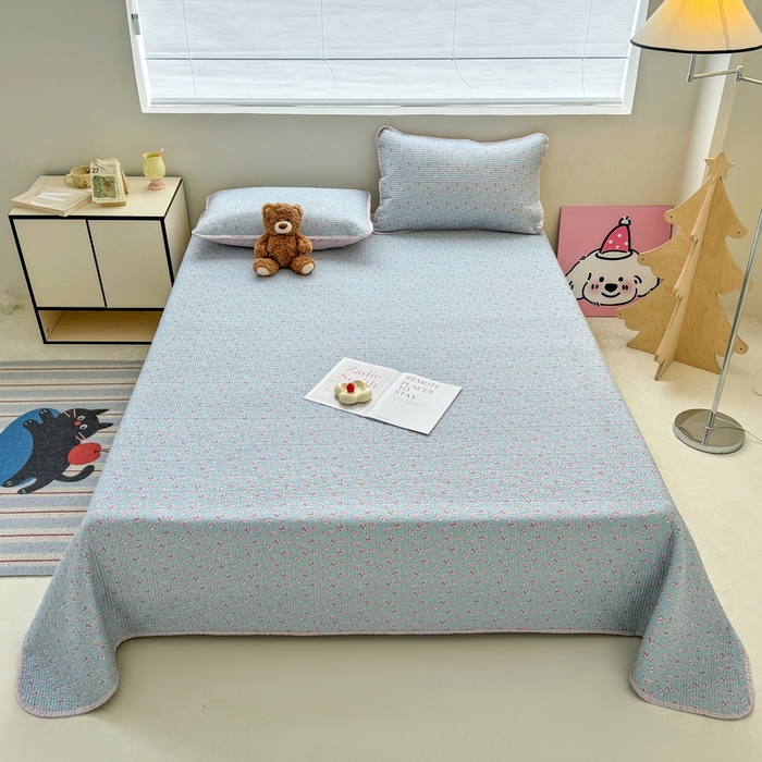 91家纺网 家纺一手货源 找家纺 橙子家居 2025新款双面全棉纯棉13372印花棉花床盖三件套-第二批 花期漫