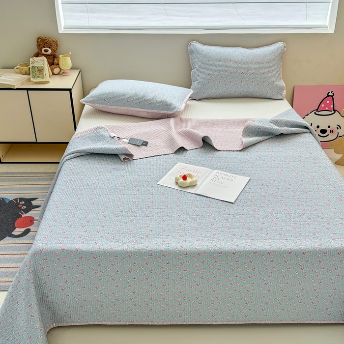 91家纺网 家纺一手货源 找家纺 橙子家居 2025新款双面全棉纯棉13372印花棉花床盖三件套-第二批 花期漫