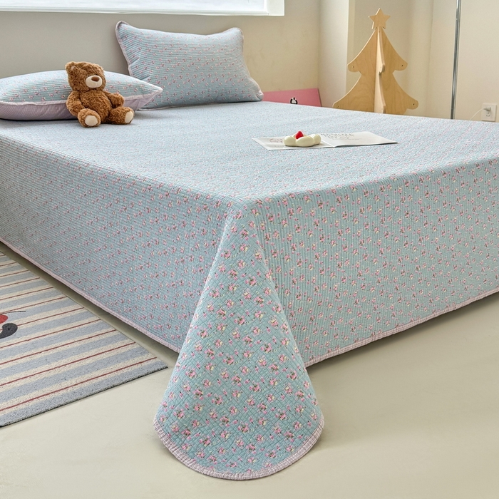 91家纺网 家纺一手货源 找家纺 橙子家居 2025新款双面全棉纯棉13372印花棉花床盖三件套-第二批 花期漫