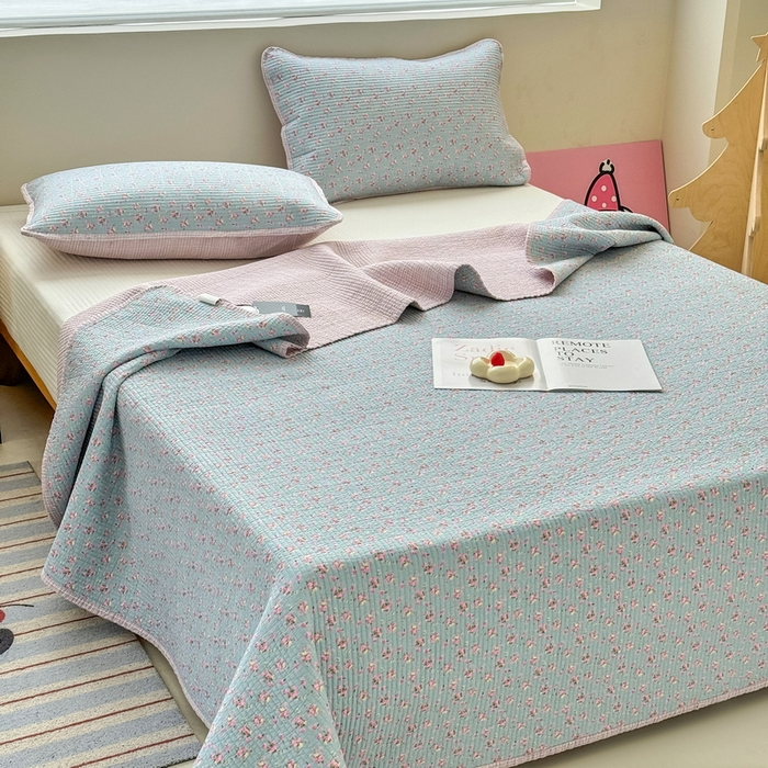 91家纺网 家纺一手货源 找家纺 橙子家居 2025新款双面全棉纯棉13372印花棉花床盖三件套-第二批 花期漫