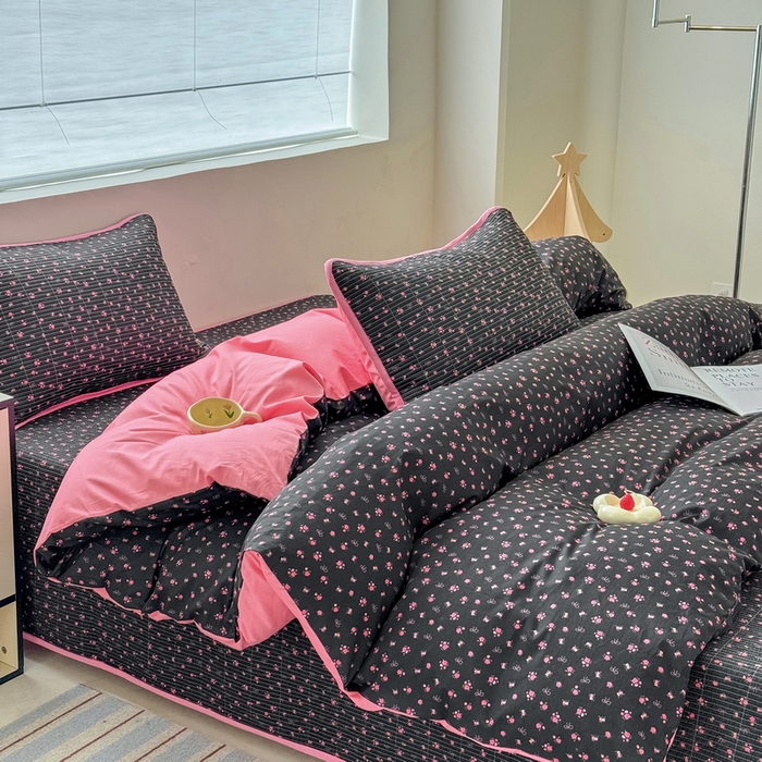 91家纺网 家纺一手货源 找家纺 橙子家居 2025新款双面全棉纯棉13372印花棉花床盖三件套-第二批 漫语