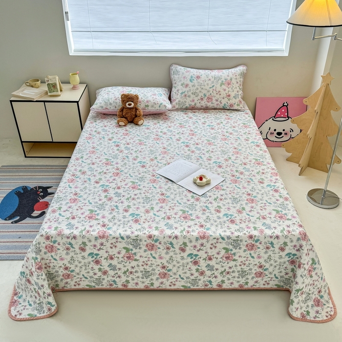 91家纺网 家纺一手货源 找家纺 橙子家居 2025新款双面全棉纯棉13372印花棉花床盖三件套-第二批 梦游仙境