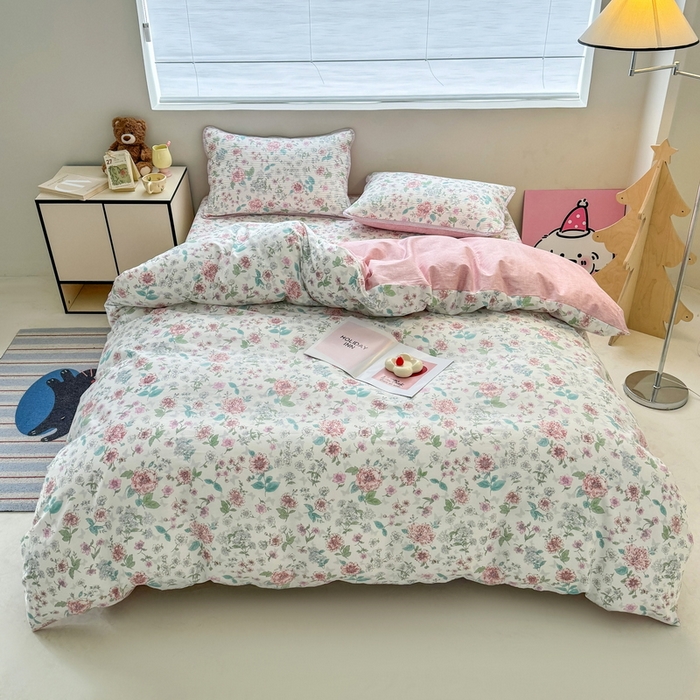 91家纺网 家纺一手货源 找家纺 橙子家居 2025新款双面全棉纯棉13372印花棉花床盖三件套-第二批 梦游仙境