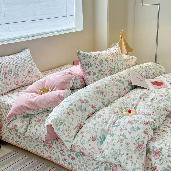 91家纺网 家纺一手货源 找家纺 橙子家居 2025新款双面全棉纯棉13372印花棉花床盖三件套-第二批 梦游仙境