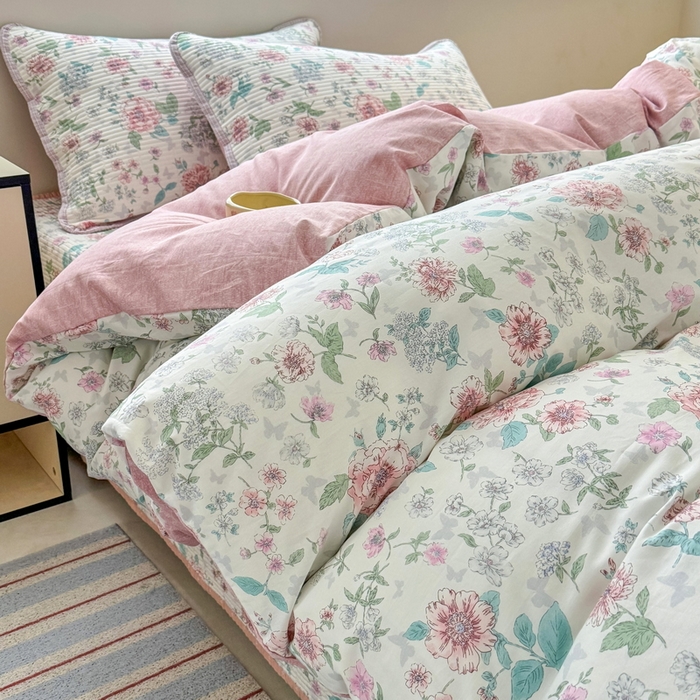 91家纺网 家纺一手货源 找家纺 橙子家居 2025新款双面全棉纯棉13372印花棉花床盖三件套-第二批 梦游仙境