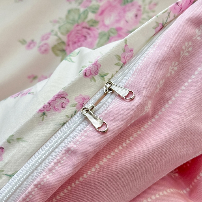 91家纺网 家纺一手货源 找家纺 橙子家居 2025新款双面全棉纯棉13372印花棉花床盖三件套-第二批 苏亚粉