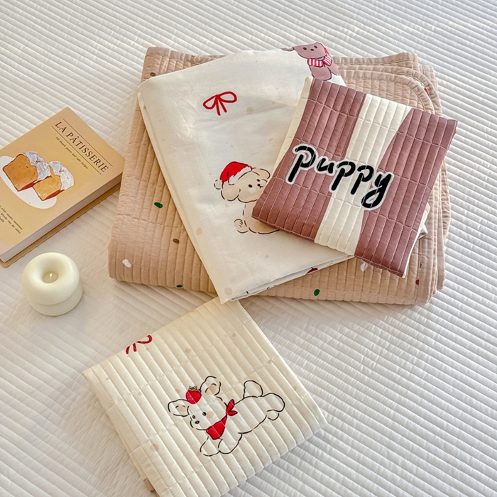 91家纺网 家纺一手货源 找家纺 橙子家居 2025新款双面纯棉夹层新疆棉花数码印花系列床盖单件-单床盖 兔兔熊