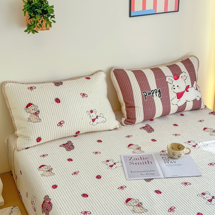 91家纺网 家纺一手货源 找家纺 橙子家居 2025新款双面纯棉夹层新疆棉花数码印花系列床盖单件-单床盖 兔兔熊