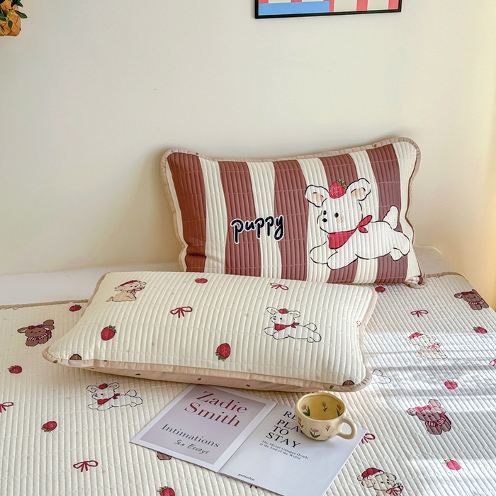 91家纺网 家纺一手货源 找家纺 橙子家居 2025新款双面纯棉夹层新疆棉花数码印花系列床盖单件-单床盖 兔兔熊