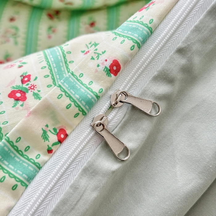 91家纺网 家纺一手货源 找家纺 橙子家居 2025新款双面全棉纯棉13372印花棉花床盖三件套-第二批 雾夏-绿