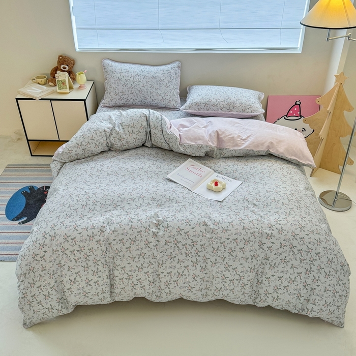 91家纺网 家纺一手货源 找家纺 橙子家居 2025新款双面全棉纯棉13372印花棉花床盖三件套-第二批 雅璐