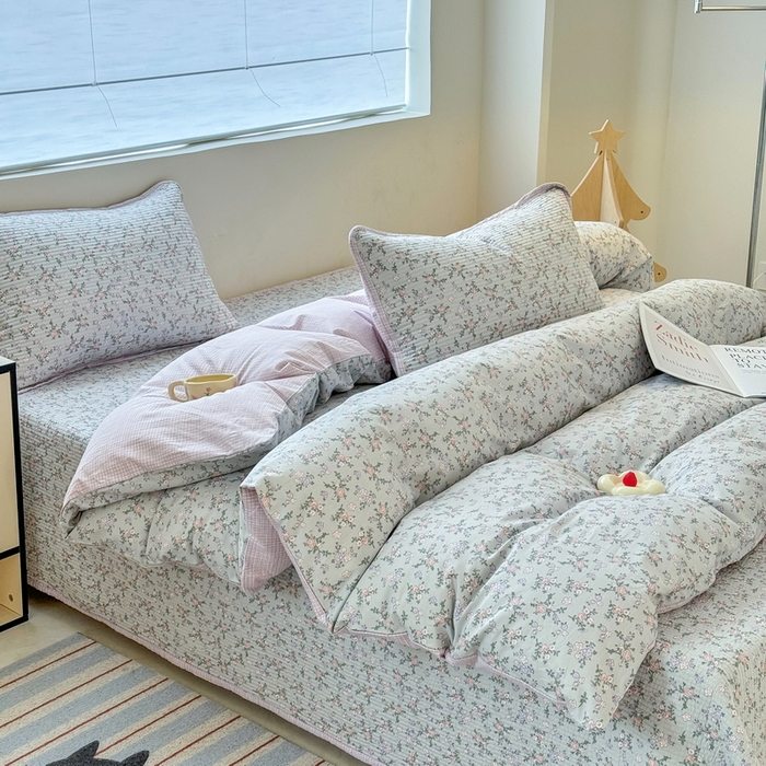 91家纺网 家纺一手货源 找家纺 橙子家居 2025新款双面全棉纯棉13372印花棉花床盖三件套-第二批 雅璐