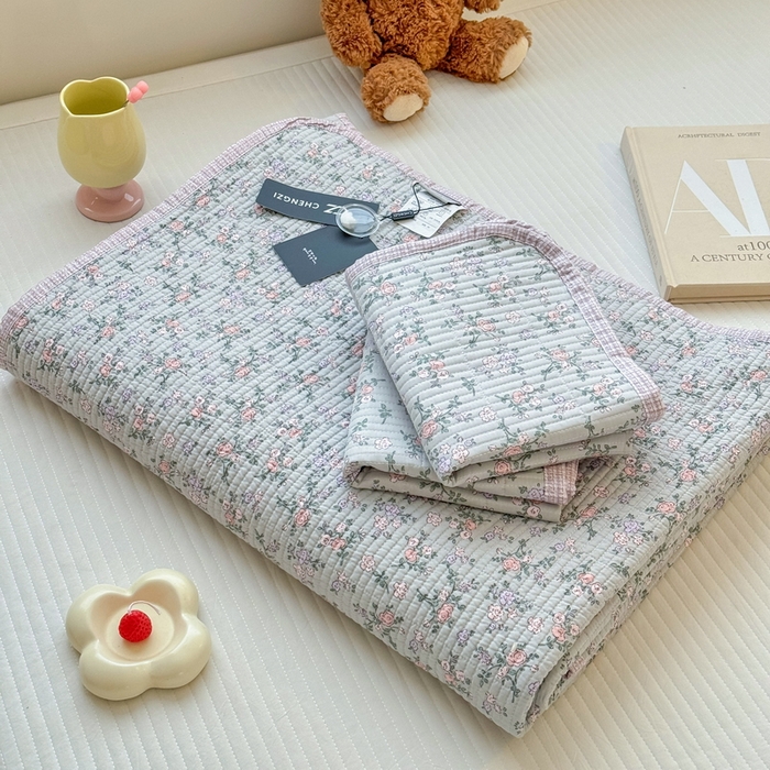 91家纺网 家纺一手货源 找家纺 橙子家居 2025新款双面全棉纯棉13372印花棉花床盖三件套-第二批 雅璐