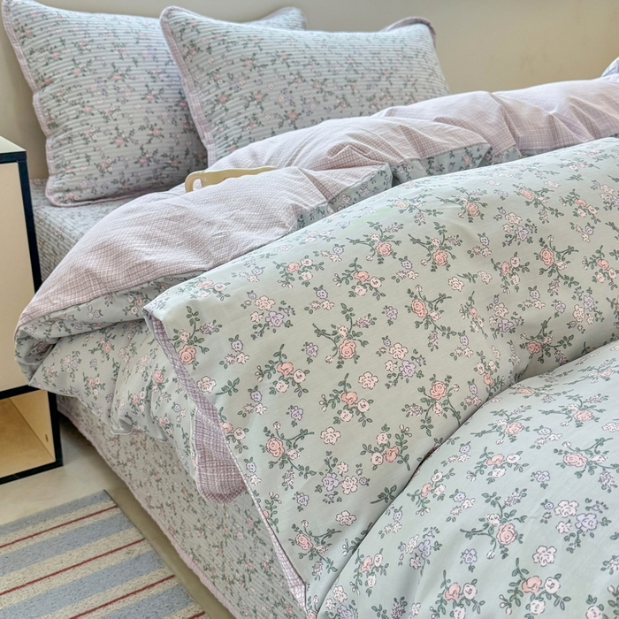 91家纺网 家纺一手货源 找家纺 橙子家居 2025新款双面全棉纯棉13372印花棉花床盖三件套-第二批 雅璐