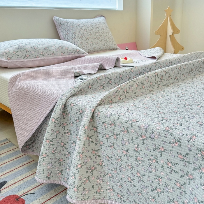 91家纺网 家纺一手货源 找家纺 橙子家居 2025新款双面全棉纯棉13372印花棉花床盖三件套-第二批 雅璐