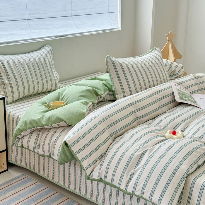 91家纺网 家纺一手货源 找家纺 橙子家居 2025新款双面全棉纯棉13372印花棉花床盖三件套-第二批 悦凡