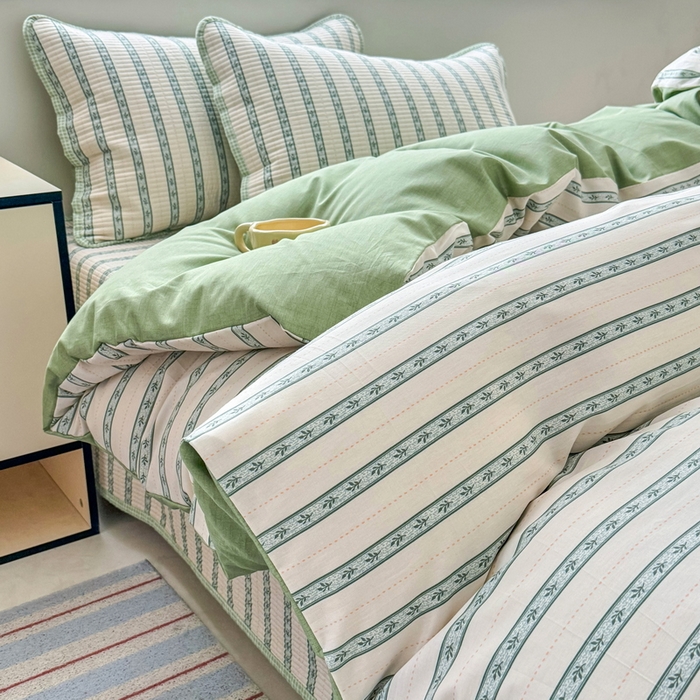 91家纺网 家纺一手货源 找家纺 橙子家居 2025新款双面全棉纯棉13372印花棉花床盖三件套-第二批 悦凡