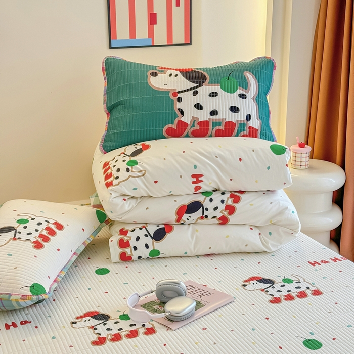 91家纺网 家纺一手货源 找家纺 （总）橙子家居 2025新款双面纯棉夹层新疆棉花数码印花床盖四件套-第一批