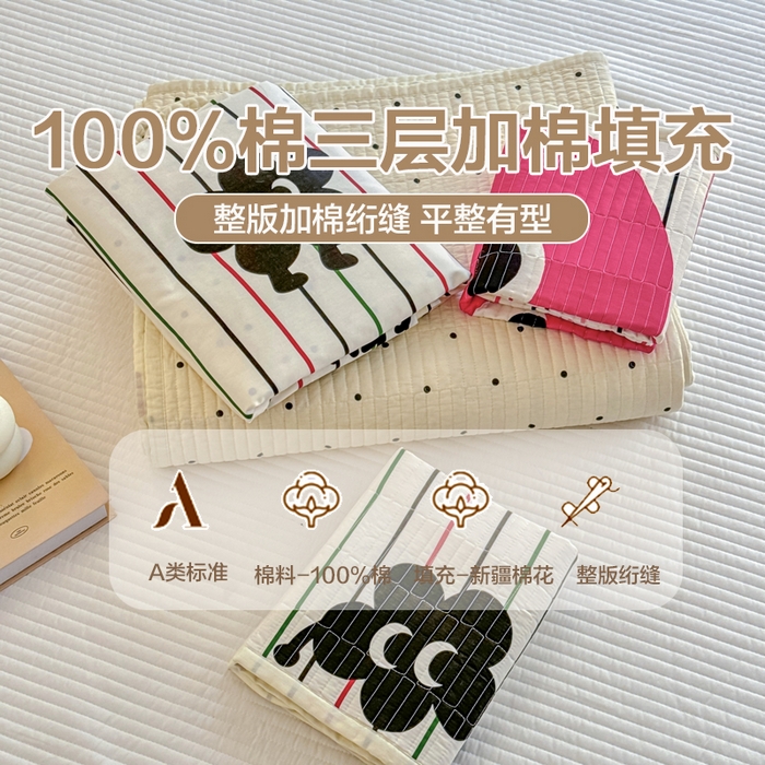 91家纺网 家纺一手货源 找家纺 （总）橙子家居 2025新款双面纯棉夹层新疆棉花数码印花床盖四件套-第一批