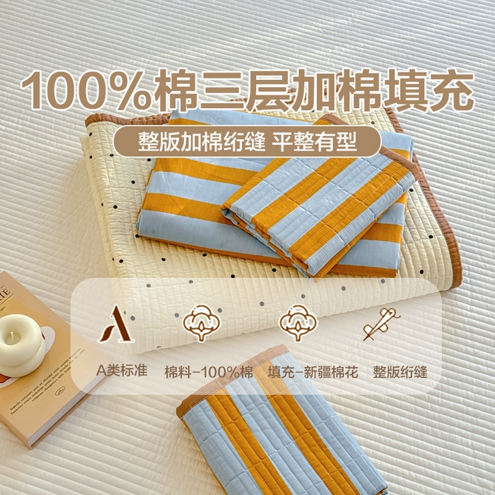 91家纺网 家纺一手货源 找家纺 （总）橙子家居 2025新款双面纯棉夹层新疆棉花数码印花床盖四件套-第一批