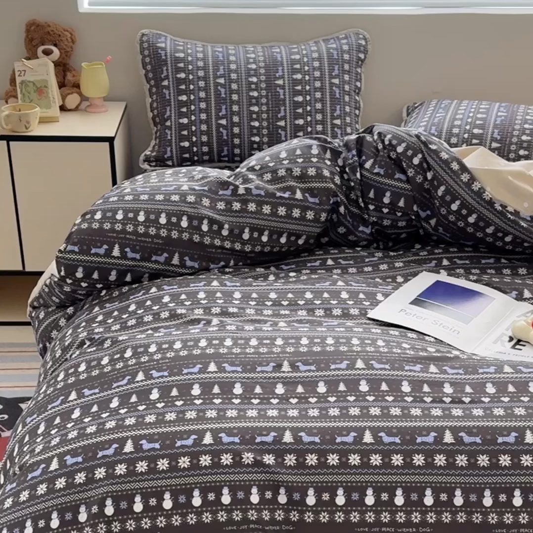 91家纺网 家纺一手货源 找家纺 （总）橙子家居 2025新款双面全棉纯棉13372印花棉花床盖四件套-第二批