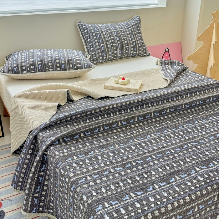 91家纺网 家纺一手货源 找家纺 （总）橙子家居 2025新款双面全棉纯棉13372印花棉花床盖四件套-第二批