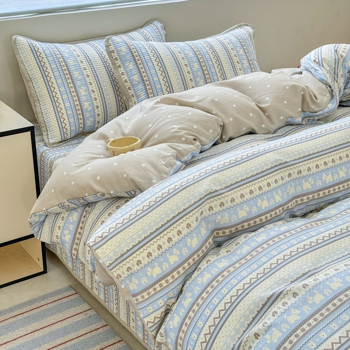 91家纺网 家纺一手货源 找家纺 （总）橙子家居 2025新款双面全棉纯棉13372印花棉花床盖四件套-第二批