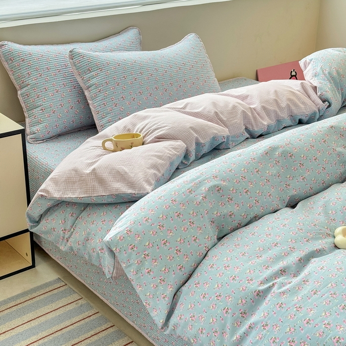 91家纺网 家纺一手货源 找家纺 （总）橙子家居 2025新款双面全棉纯棉13372印花棉花床盖四件套-第二批