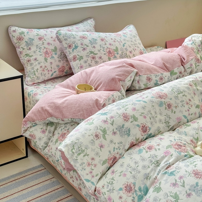 91家纺网 家纺一手货源 找家纺 （总）橙子家居 2025新款双面全棉纯棉13372印花棉花床盖四件套-第二批