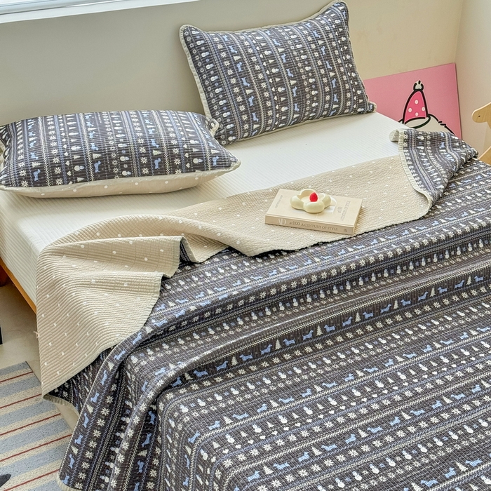 91家纺网 家纺一手货源 找家纺 橙子家居 2025新款双面全棉纯棉13372印花棉花床盖四件套-第二批 波西米亚黑