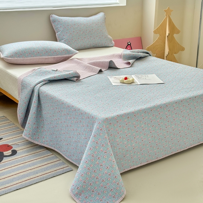 91家纺网 家纺一手货源 找家纺 橙子家居 2025新款双面全棉纯棉13372印花棉花床盖四件套-第二批 花期漫