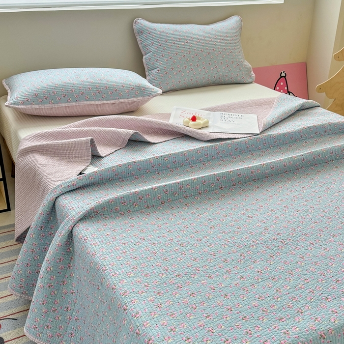 91家纺网 家纺一手货源 找家纺 橙子家居 2025新款双面全棉纯棉13372印花棉花床盖四件套-第二批 花期漫