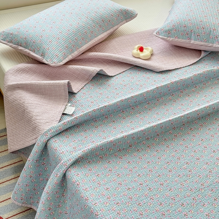 91家纺网 家纺一手货源 找家纺 橙子家居 2025新款双面全棉纯棉13372印花棉花床盖四件套-第二批 花期漫