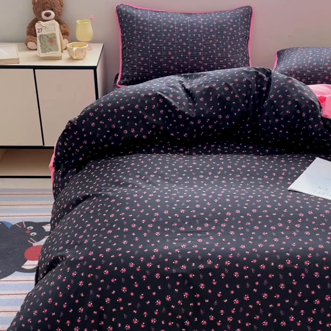 91家纺网 家纺一手货源 找家纺 橙子家居 2025新款双面全棉纯棉13372印花棉花床盖四件套-第二批 漫语