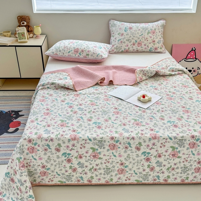 91家纺网 家纺一手货源 找家纺 橙子家居 2025新款双面全棉纯棉13372印花棉花床盖四件套-第二批 梦游仙境