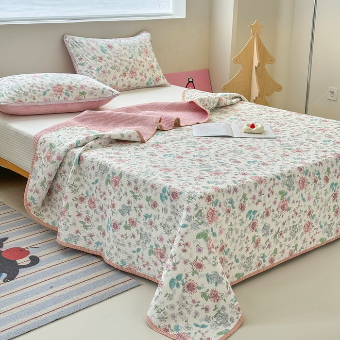 91家纺网 家纺一手货源 找家纺 橙子家居 2025新款双面全棉纯棉13372印花棉花床盖四件套-第二批 梦游仙境