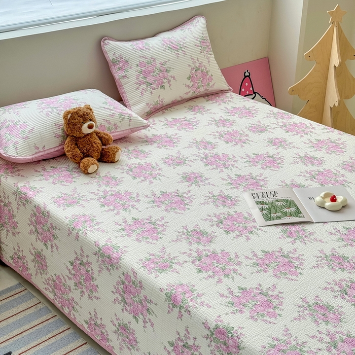 91家纺网 家纺一手货源 找家纺 橙子家居 2025新款双面全棉纯棉13372印花棉花床盖四件套-第二批 苏亚粉