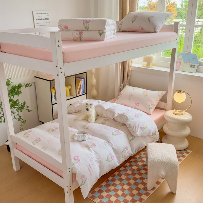 91家纺网 家纺一手货源 找家纺 （总）海岛哥哥 2025新款云朵水洗棉学生床宿舍上下铺三件套