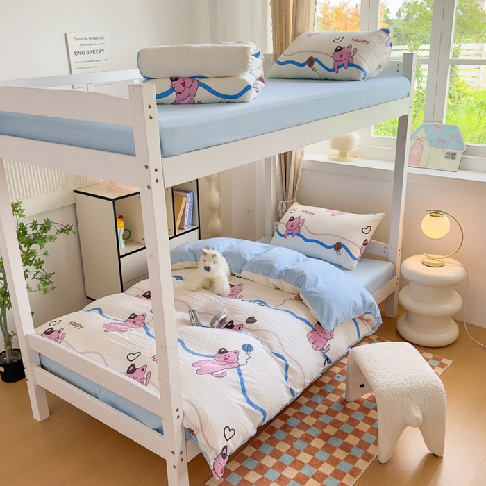 91家纺网 家纺一手货源 找家纺 （总）海岛哥哥 2025新款云朵水洗棉学生床宿舍上下铺三件套