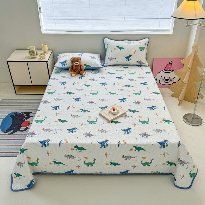 91家纺网 家纺一手货源 找家纺 橙子家居 2025新款双面全棉纯棉13372印花棉花床盖四件套-第二批 小飞龙