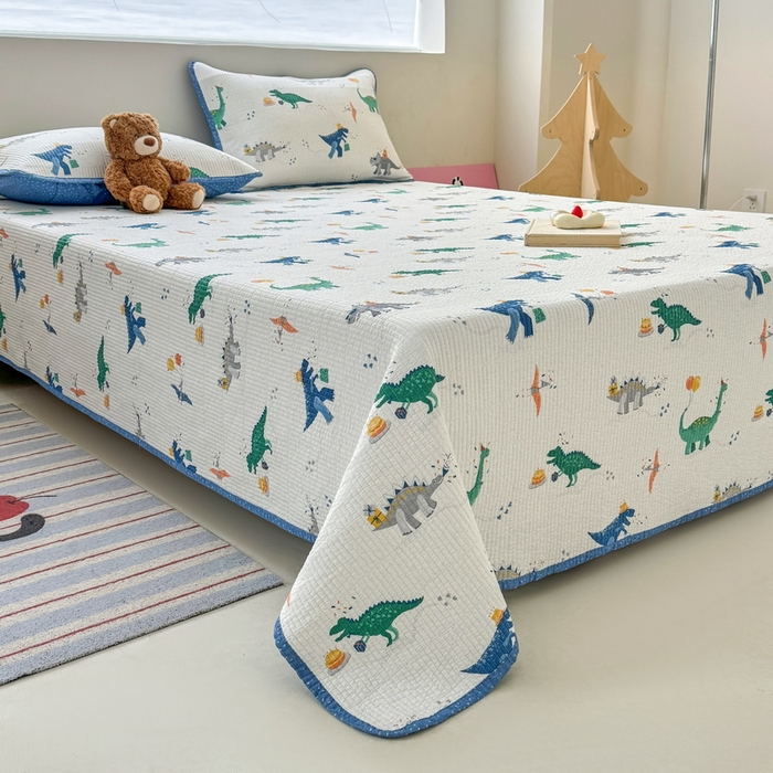 91家纺网 家纺一手货源 找家纺 橙子家居 2025新款双面全棉纯棉13372印花棉花床盖四件套-第二批 小飞龙