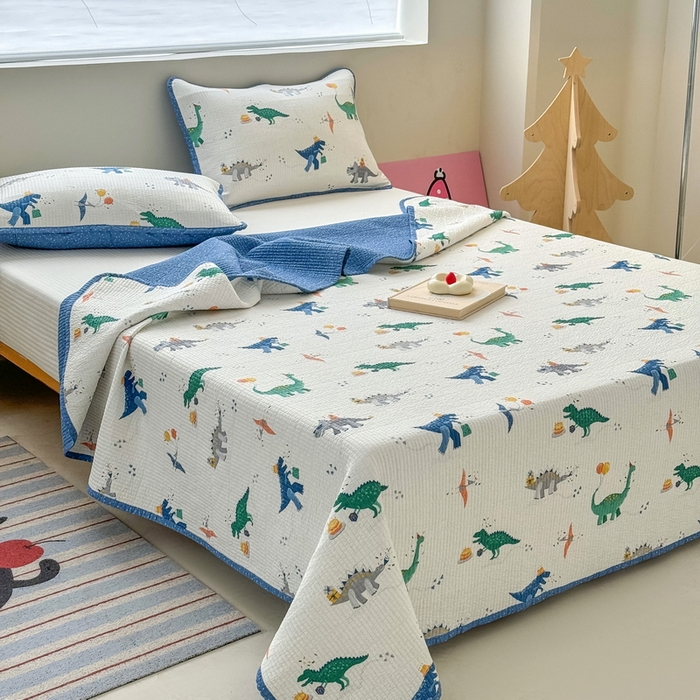 91家纺网 家纺一手货源 找家纺 橙子家居 2025新款双面全棉纯棉13372印花棉花床盖四件套-第二批 小飞龙