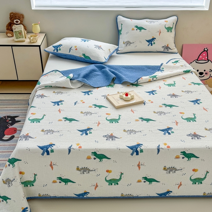 91家纺网 家纺一手货源 找家纺 橙子家居 2025新款双面全棉纯棉13372印花棉花床盖四件套-第二批 小飞龙