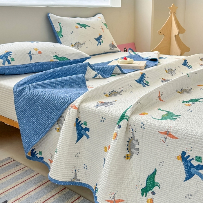 91家纺网 家纺一手货源 找家纺 橙子家居 2025新款双面全棉纯棉13372印花棉花床盖四件套-第二批 小飞龙