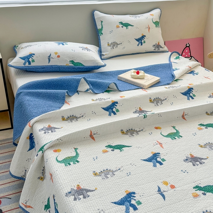 91家纺网 家纺一手货源 找家纺 橙子家居 2025新款双面全棉纯棉13372印花棉花床盖四件套-第二批 小飞龙